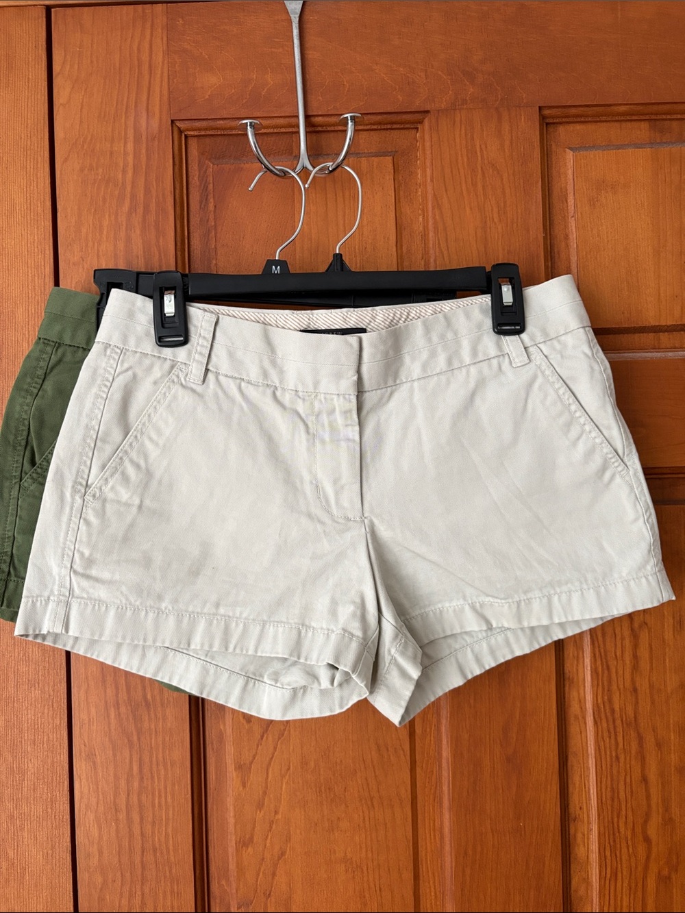 J.Crew set of 2 Women’s Casual Twill Shorts - Light Beige and Army green. Size 4
